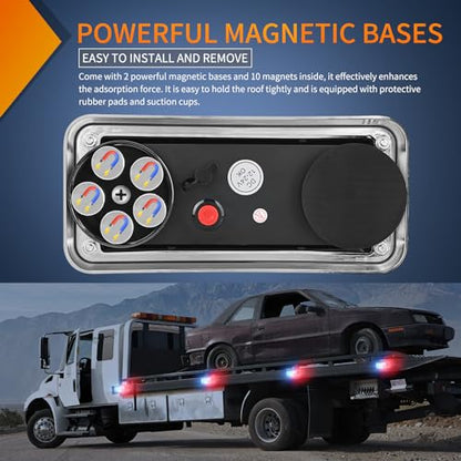 Nilight 2PCS 42LED Red Blue Magnetic Strobe Lights Surface Mount Waterproof - color: 42LED Red Blue