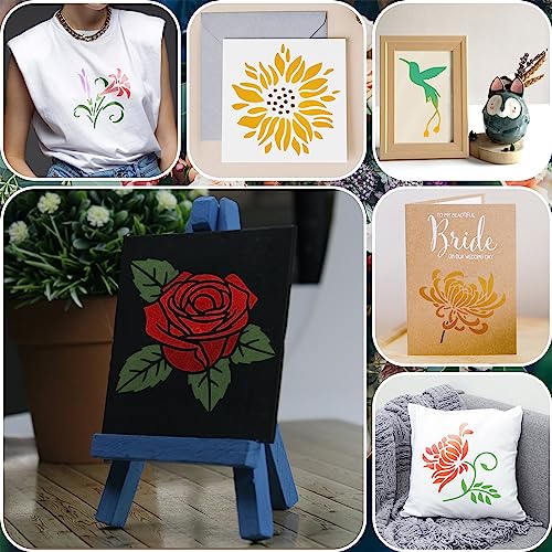60Pcs Botanical Stencils, Reusable Butterfly & Flower Painting Templates - style: Flower A