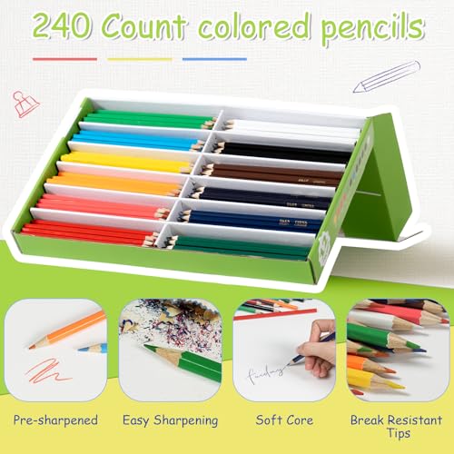 S & E TEACHER'S EDITION Colored Pencils, 240Pcs