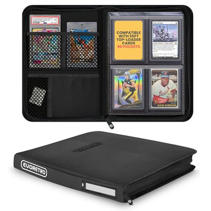 EVORETRO 4 Pocket Top Loader Binder, 96 Slots with 2 PSA Slab Pockets - style: Without Window
