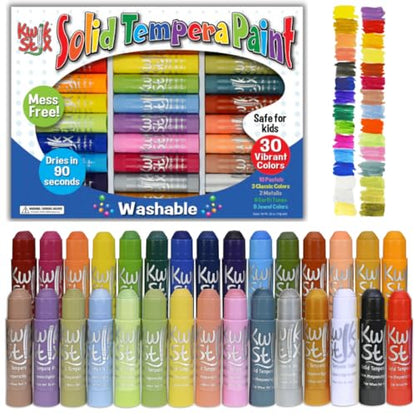 The Pencil Grip Kwik Stix Solid Tempera Paint 30 Colors Including, Pastel, Jewel and Earth Tones TPG-681