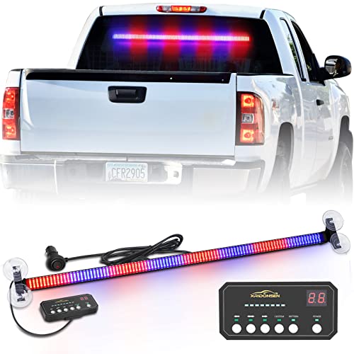XRIDONSEN 35 inch Strobe Light Bar 144 LED Front Rear Window Lights - color: Red/Blue
