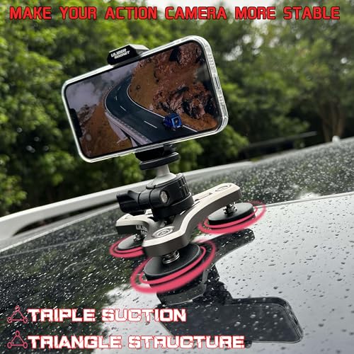 ULIBERMAGNET Magnetic Action Camera Mount, 120LB Heavy Duty Solid Aluminum Magnetic Phone Mount,Triple-Head Magnetic Mount Flexible Car Mount Adapter for Mobile Camera,Security Camera,Light,Phone - size: 100LB Triangular Magnetic Camera Mount
