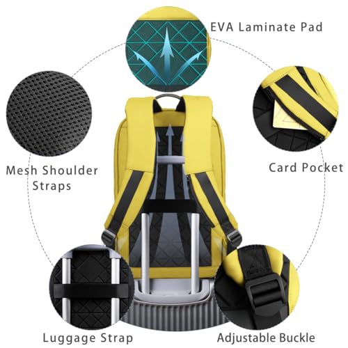 hk Backpack for Men Business Slim Laptop Bag - color: Lemon Yellow, size: 15.6 Inch