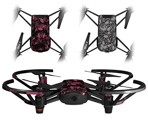 Skin Decal Wrap 2 Pack Compatible with DJI Ryze Tello Skulls Confetti Pink Drone NOT Included