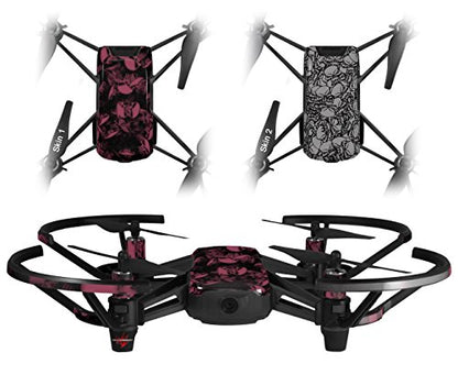 Skin Decal Wrap 2 Pack Compatible with DJI Ryze Tello Skulls Confetti Pink Drone NOT Included