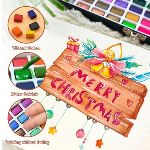 Artecho 168-Color Watercolor Paint Set with Metallics, Tin Case - style: 168 Colors