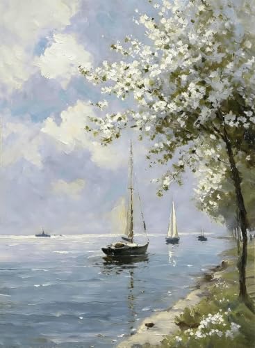 YOLENIX Sailboat Paint by Numbers Kit for Adults Beginner (Without Frame) - color: YH05694
