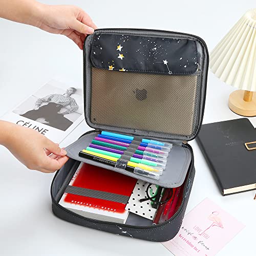 Multi-Functional Zipper Pencil ipad case w/Handle and Zippered Pocket - color: Milky way