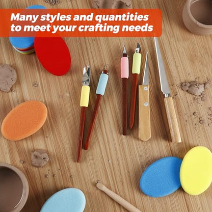 Leriton 4 Pack Pottery Carving Tools 5.9" Clay Sculpting Scrapers