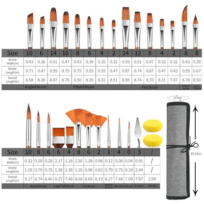 GETHPEN 29pcs Paint Brush Set, Acrylic Paint Brushes, Oil, Watercolor - style: Assorted Shapes