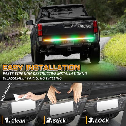 XRIDONSEN 48 inch 288 LED Tailgate Strobe Lights Rear Emergency Lights - color: Amber/Green