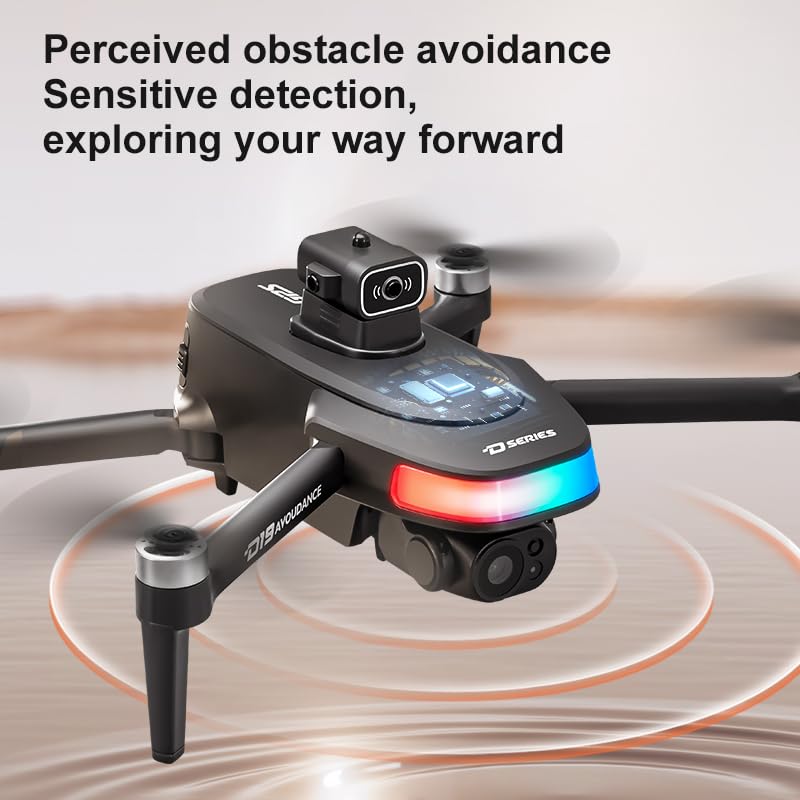 Drone with UHD Camera for Adults, FPV Drone with Screen on Controller, Brushless Motor, Obstacle Avoidance One Key Start/Return, 3 Speed Modes Optical Flow Foldable RC Quadcopter, Aerial Photography Drones with LED Lights Gifts for Beginners Adults
