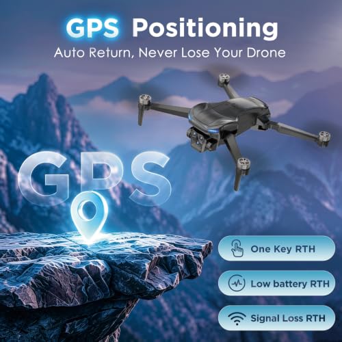 GPS Drone with 4K Camera for Adults, RC Foldable Quadcopter with 4.5” HD Screen Controller, Brushless Motor, GPS Auto Return, 60 Min Flight, 4GB SD Card, Beginner Gift, Under 249g