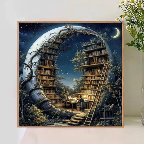 Mandun Library Paint by Numbers Kit for Adults, 16x16 inch - color: Library