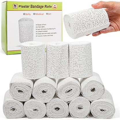 Noe & Malu 4-Inch x 15-Foot Fast-Setting Plaster of Paris Rolls, 12-Pack