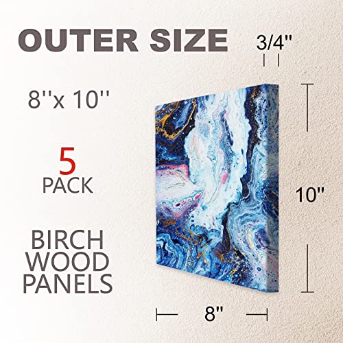 Cupohus 8'' x 10'' 5 Packs Unfinished Wood Canvas Panels for Painting - size: 8" x 10"