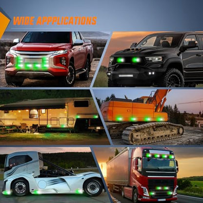 Nilight 4PCS LED Strobe Lights 12V 24V Sync Feature Green White - color: Green White w/Controller
