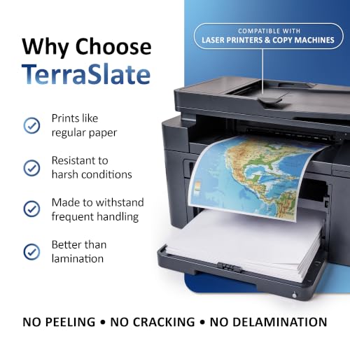 TerraSlate Waterproof, Durable, Rip-Proof Paper, 1,000 Sheets, 5 Mil (24lb Bond), 8.5” x 11”, Laser Printer and Copy Machine Compatible - size: 1000 Sheets