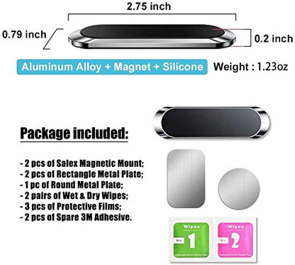 SALEX Flat Magnetic Phone Mounts 2 Pack. Black Cell Phone Holder for Car Dashboard, Wall, Truck. Universal Stick on iPad Wall Magnet Mount Kit for Tablets, Smartphones. Magnetic Phone Mount for iPhone - color: BLACK / 2 PACK