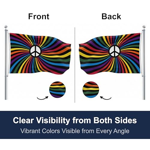 SSK® Peace Rainbow Outdoor Flag - Large 3' x 5', Weather-Resistant Polyester - color: Peace Rainbow