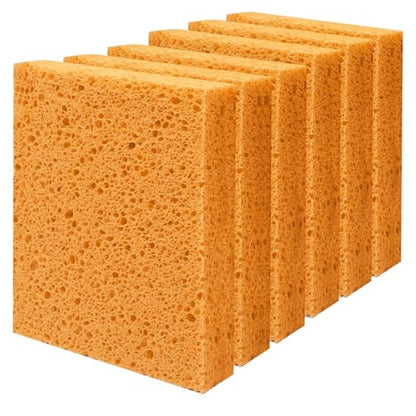 Cellulose Sponges, Large Size 4" x 6" x 1" - Heavy Duty Scrub Kitchen Sponge, Clean Tough Messes Without Scratching Kitchen Cleaning Pads, Pop Up Eco DIY (6 Pack), Yellow - color: Yellow