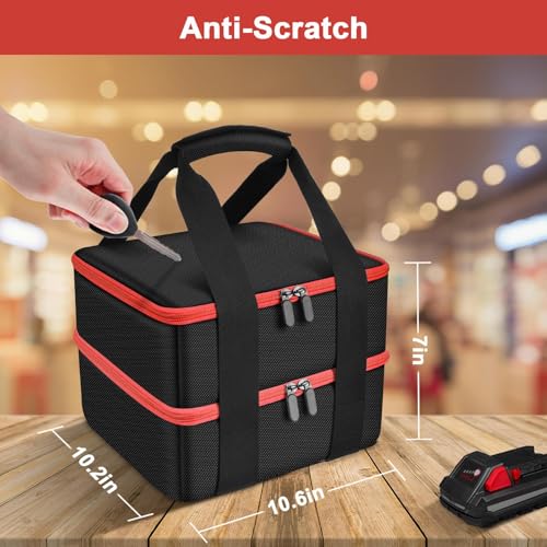 Double-Layer Battery Bag for Makita 40V, for Dewalt Battery&Charger - color: Red