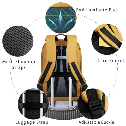 hk Backpack for Men Business Slim Laptop Bag - color: Yellow, size: 15.6 Inch
