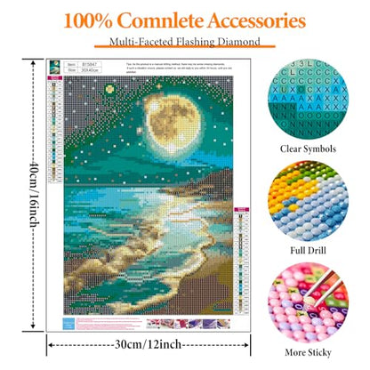 Diamond Art Kits for Adults, Beach DIY 5D Diamond Painting for Beginners - color: BLKJDP10