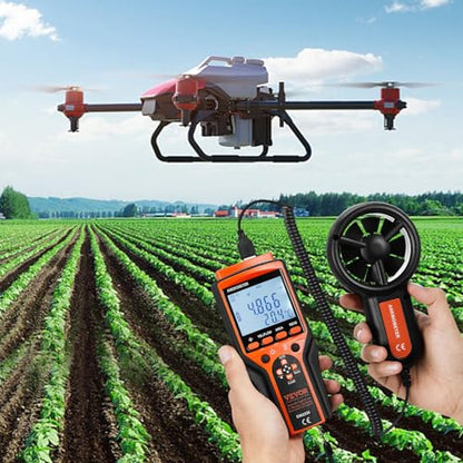 VEVOR Split Handheld Anemometer, 14-140, Digital Wind Speed CFM Meter Gauge with LED Backlight Screen, Measures Wind Velocity Temperature Air Flow, for Sailing Surfing Flying HVAC