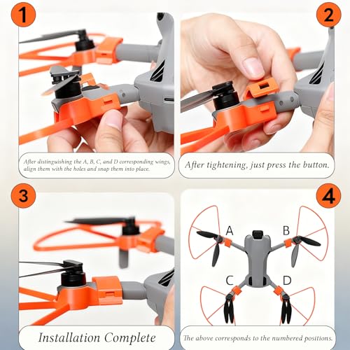 Propeller Guard, Compatible with DJI Mini 5 Pro - Snap-on Blade Guard (Gray/Orange) (Orange) - color: Orange