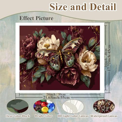 Butterfly Paint by Numbers Kit for Adults, Paint by Numbers for Adults - color: butterfly