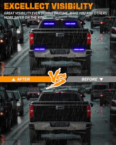 XRIDONSEN 2x 10.7 Inch Blue Emergency Lights Windshield Strobe Light Bar - color: Blue