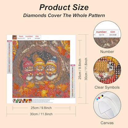 Acudotr Squirrel Diamond Art Kits for Adults, Home Decor, 12x12In