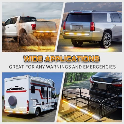 XRIDONSEN 48 inch 288 LED Tailgate Strobe Lights Rear Emergency Lights - color: Amber/White