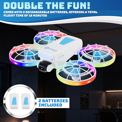 Contixo F27 Halo Mini Foldable Drone with 4.3" Screen Remote – 720P HD Dual Camera, LED Lights, Optical Flow Hover, One-Key Takeoff/Landing, 360° Stunts, 350 ft Range, Beginner Drone