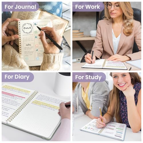 Taja Grid Spiral Notebook for Work, 5.7"x7.9" Spiral Dotted Grid Journal - color: E-Purple, style: b-Dotted