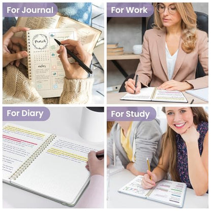 Taja Grid Spiral Notebook for Work, 5.7"x7.9" Spiral Dotted Grid Journal - color: E-Purple, style: b-Dotted