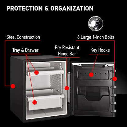 SentrySafe Black Fireproof Waterproof Floor Safe with Dial Combination Lock for Home or Office, 2.05 Cubic Feet, SFW205CWB - size: 2.05 cu. ft.