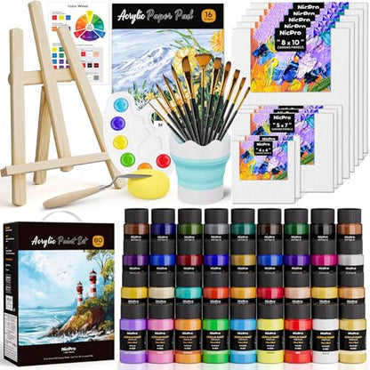Nicpro 80PCS Acrylic Paint Canvas Set for Adults with 36 Paints (36ML) - color: 36 colors