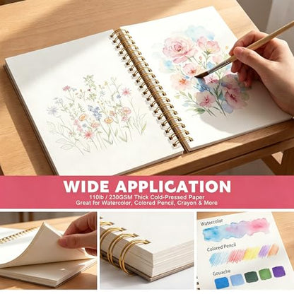 A5 Watercolor Paper Pad, 45 Sheets, 230gsm Cold Press 5.8"X8.3"