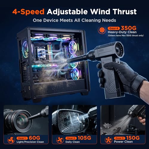 Compressed Air Duster, 350g High-Thrust Air Blower for PC Cleaning