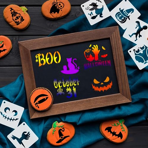 Augshy 56 Pack Small Halloween Pumpkin Stencils for Painting Crafts - style: Halloween