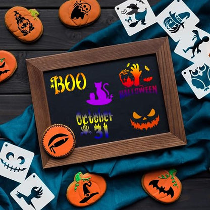 Augshy 56 Pack Small Halloween Pumpkin Stencils for Painting Crafts - style: Halloween