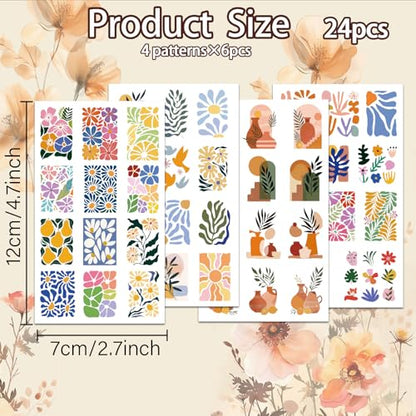 OLYCRAFT 24Pcs 4 Styles Abstract Flower Clay Transfer Paper for Polymer - color: Abstract Flowers