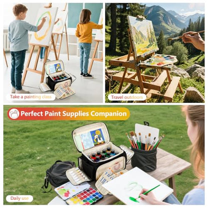 Acrylic Paint Organizer Bag, Art Supply Bag for Watercolor Tubes & Brushes