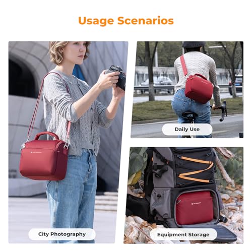 K&F CONCEPT Camera Sling Bag Small Crossbody Bag - color: 10-Red