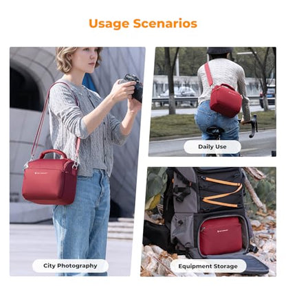 K&F CONCEPT Camera Sling Bag Small Crossbody Bag - color: 10-Red