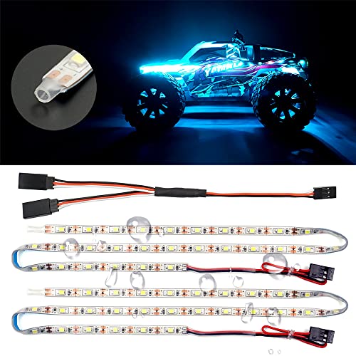 Waterproof LED Light Strips for RC Cars Trucks Airplanes Boats Drones Fixed Wing AR Wing Model Underglow Light (Ice Blue) - color: Ice Blue