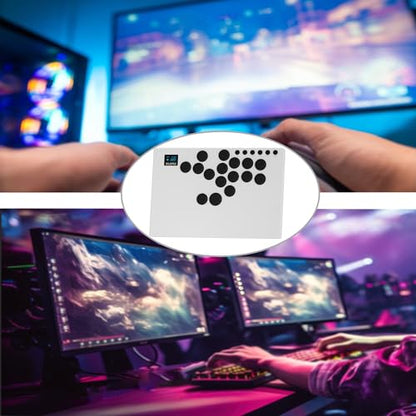 NLOFIN Leverless Arcade Stick 16Keys All-Button Leverless Controller,Silver - color: Silver